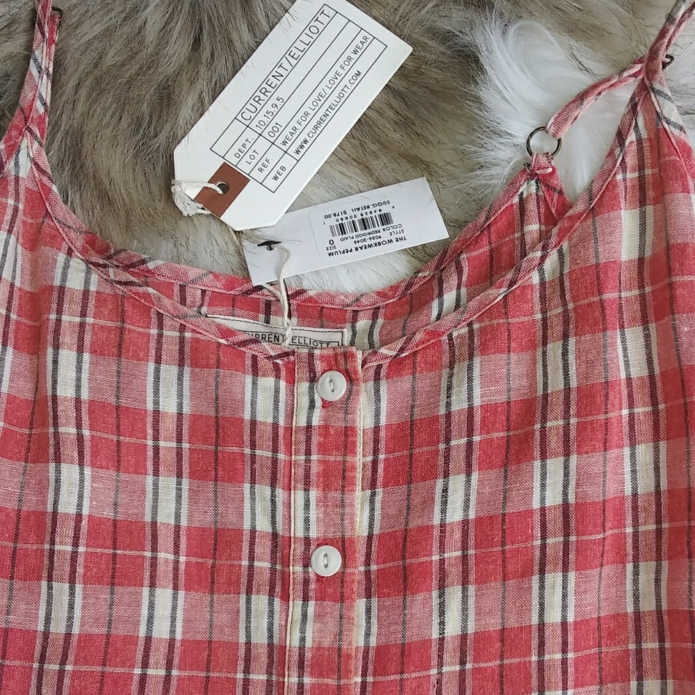 Current/Elliott The Workwear Peplum Linen Tank - Picture 5 of 7